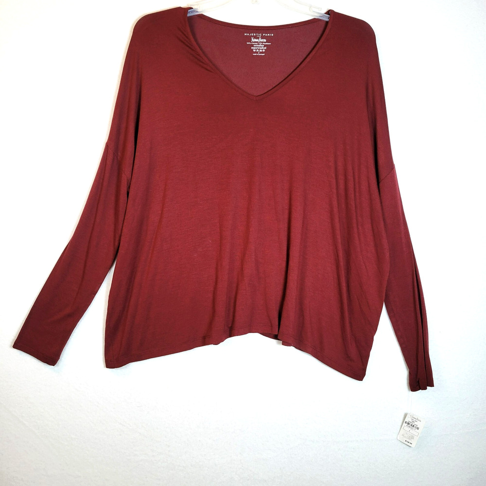 Majestic Paris for Neiman Marcus Womens Jersey Viscose Top T-Shirt Size 2 Red